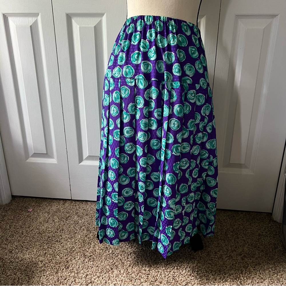 Frayne Vintage Floral Purple and Green Women's Skirt Size 18